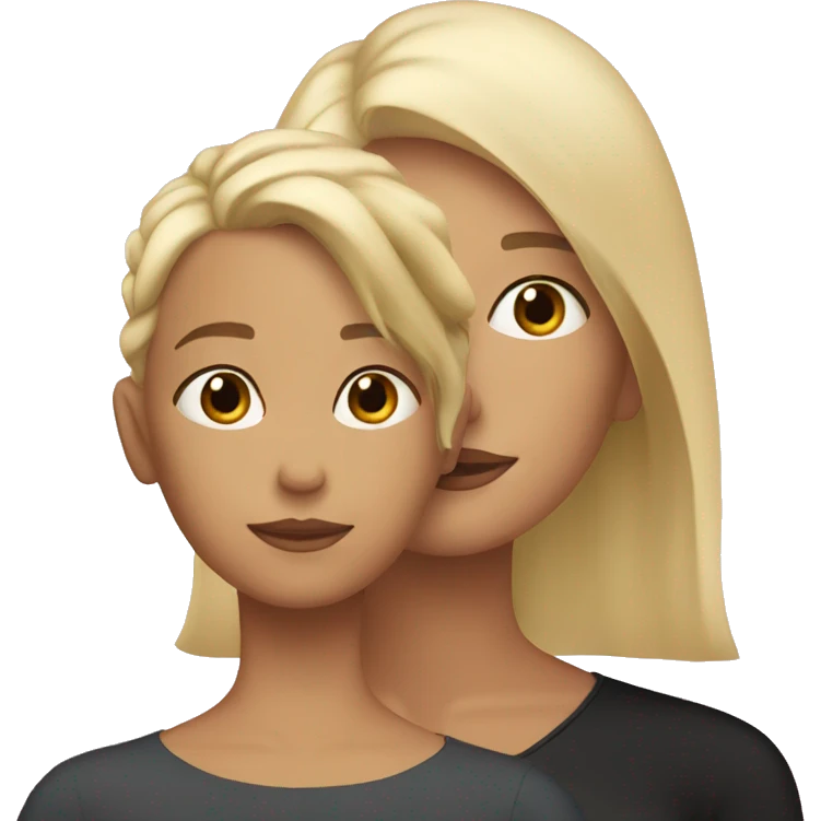 Blonde mother with black haired daughter  emoji