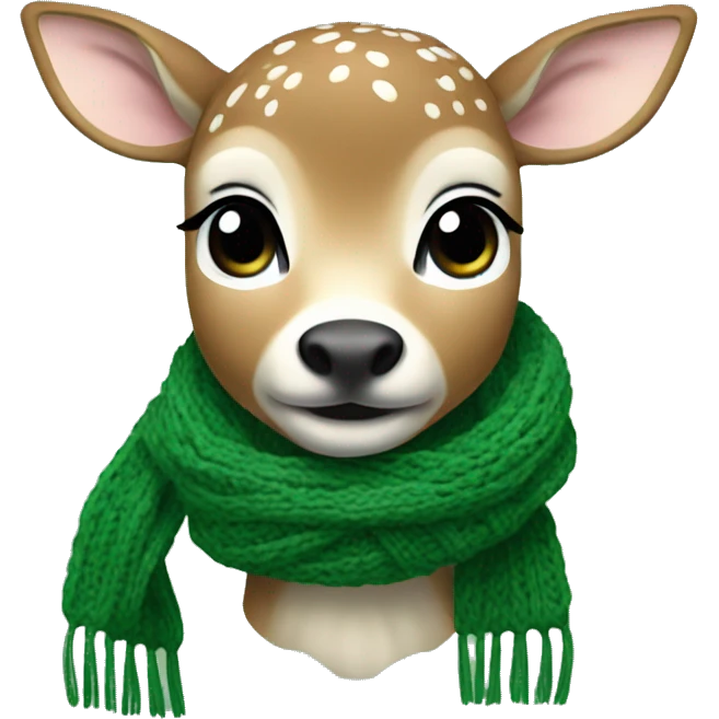 fawn with a white green knitted scarf emoji