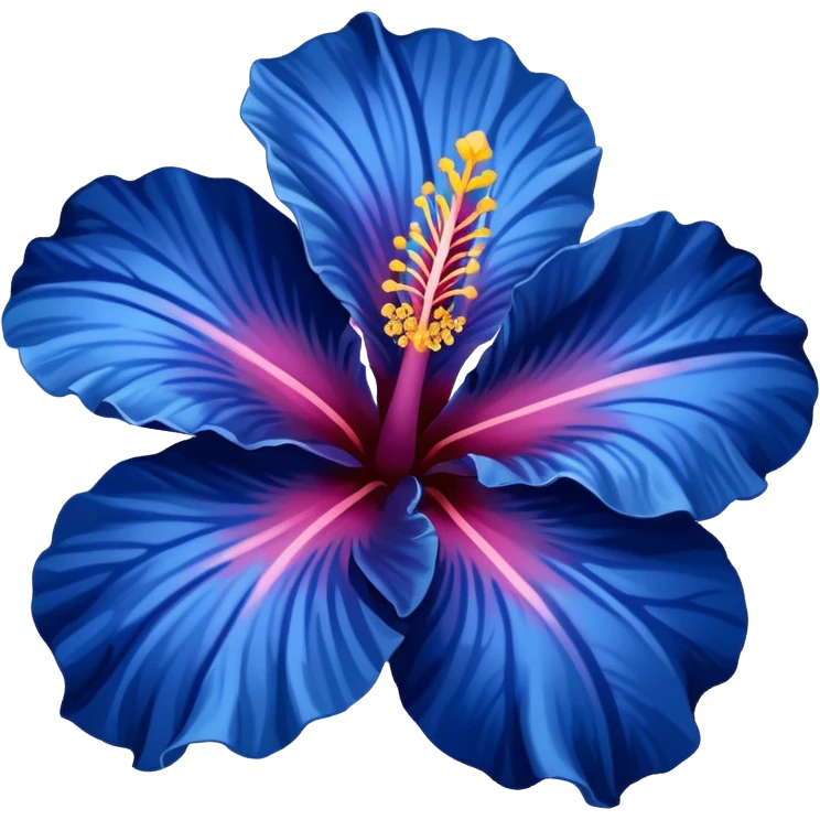 very Dark blue flower hibiscus only colour blue no pink or yellow use white for the middle of flower emoji