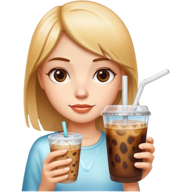 Girl holding a ice coffee emoji