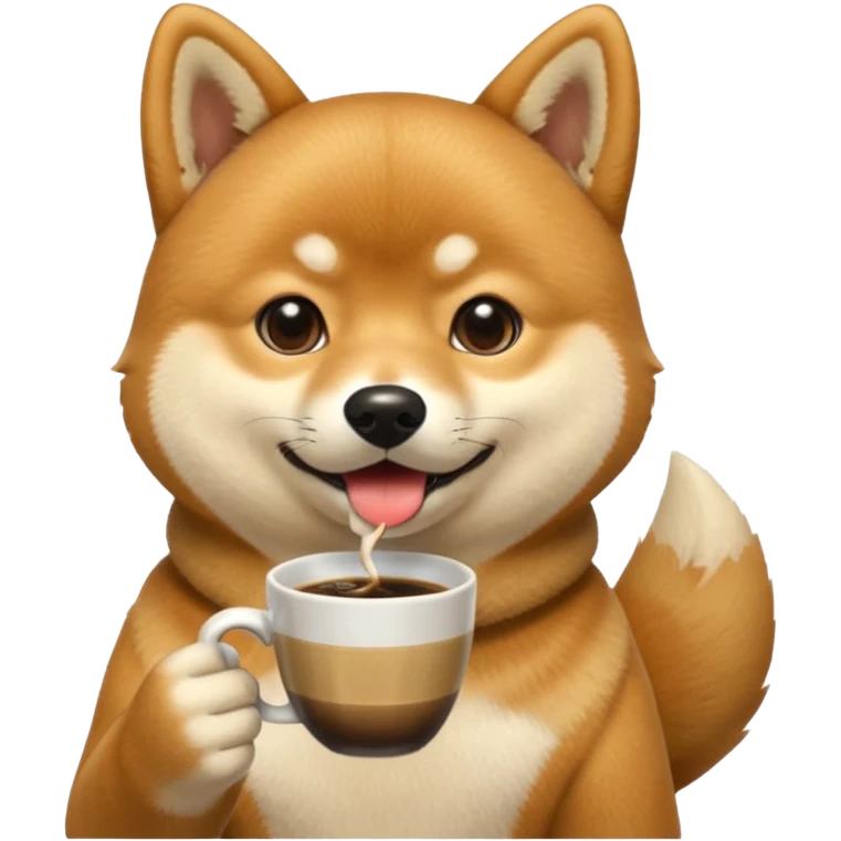 Shiba Jasper drinking coffee ￼ emoji