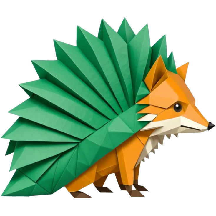 origami hedgehog half fox half hedgehog in color green #A8FBD3 the tail of fox emoji
