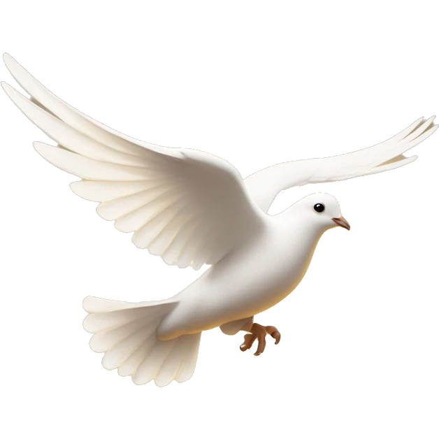 Flying white dove in golden light  emoji