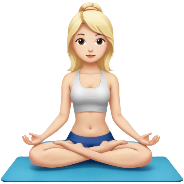 Blonde girl sitting on yoga mat emoji