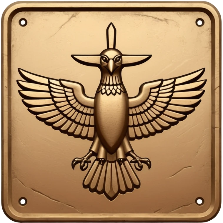 Minimal Faravahar-inspired ancient glyph,
Unicode-like pictogram similar to 𓄂𓆃,
abstract, single-symbol design,
monochrome, flat,
ancient carved sign,
no background, no text emoji