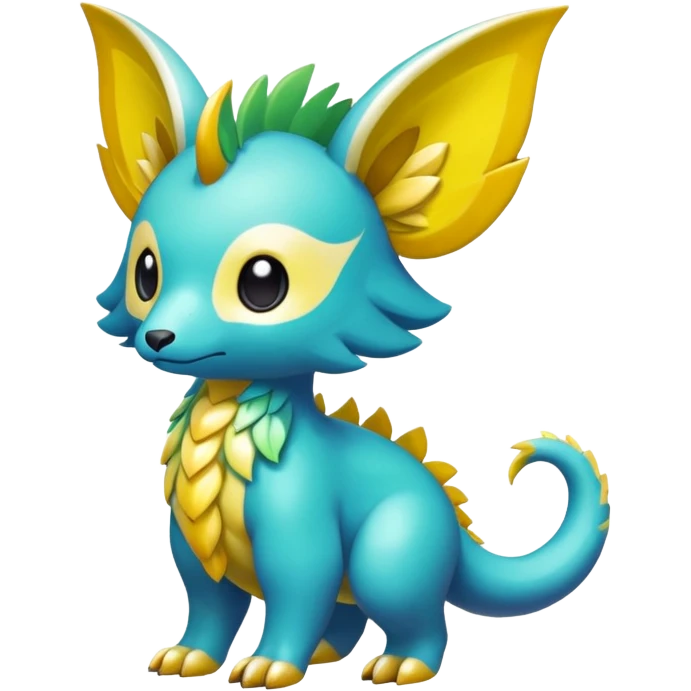 Cute shiny colorful exotic rare mythical animal hybrid Fakemon full body emoji