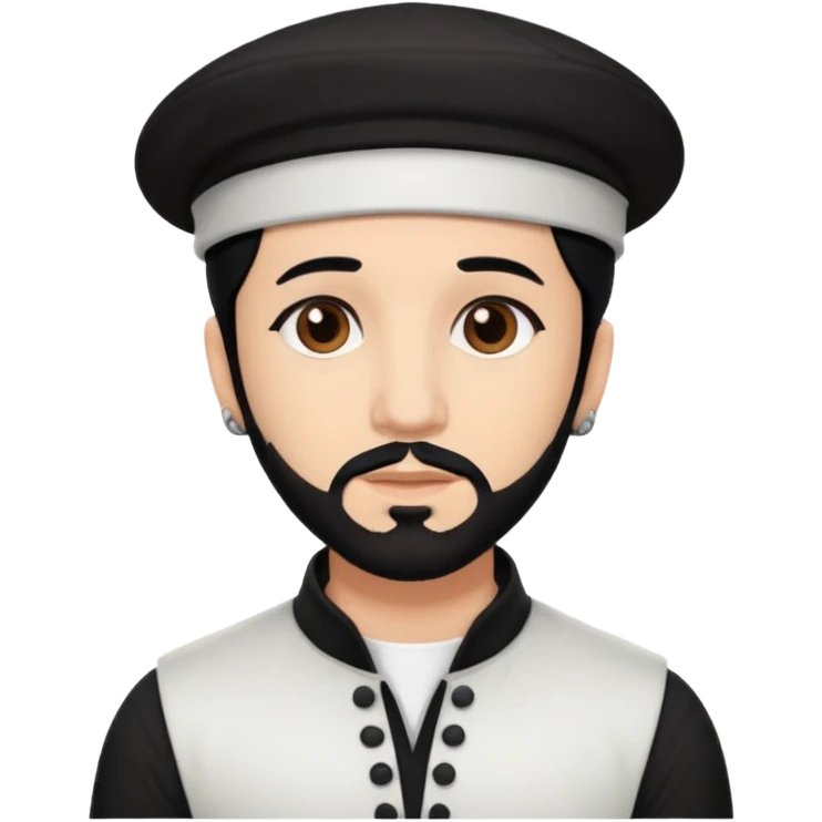 AJ McLean brown eyes, black hair, white outfit emoji