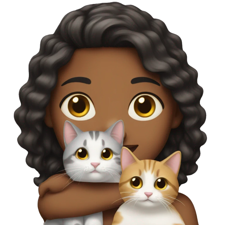 One girl and two cats emoji
