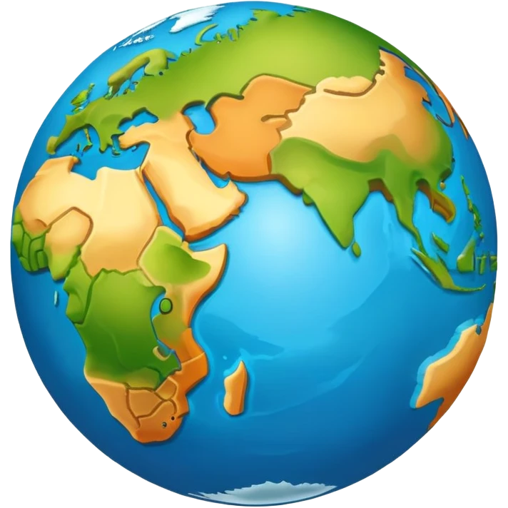 Earth globe with continents arranged in a creative 812 shape, stylized like previous design, iOS emoji style emoji