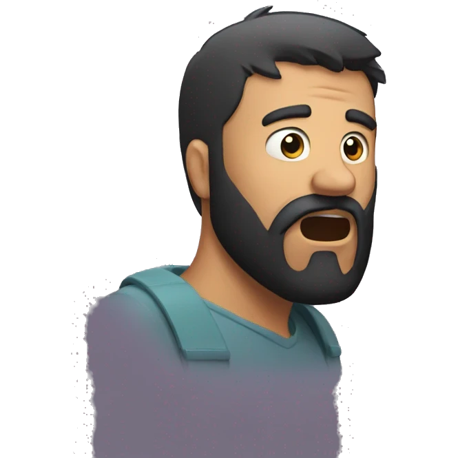 scared man with black beard  emoji