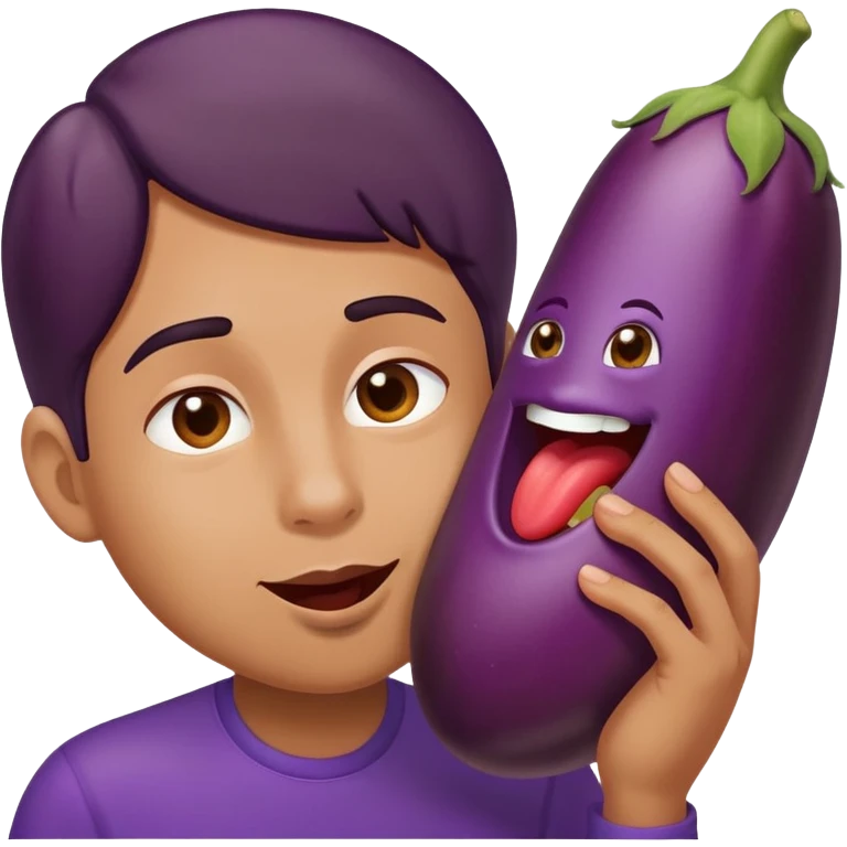 Tongue licking eggplant emoji