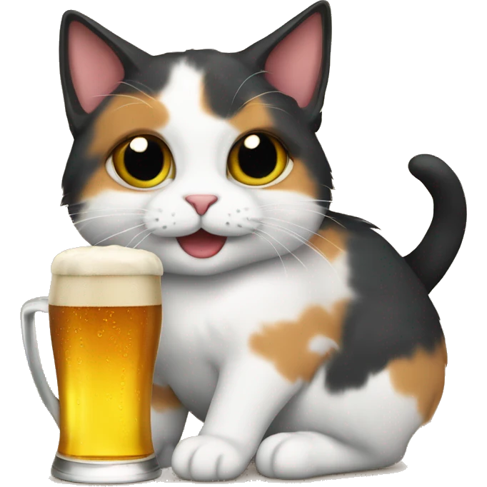 calico cat with a beer belly emoji