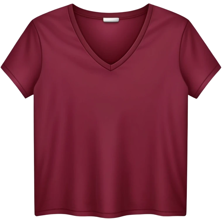 only a wine red V-neck t-shirt, cropped short length, flat lay, isolated garment, white background, no model, no person emoji