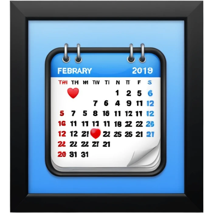 dibuja el 11 de febrero y de fondo un calendario emoji