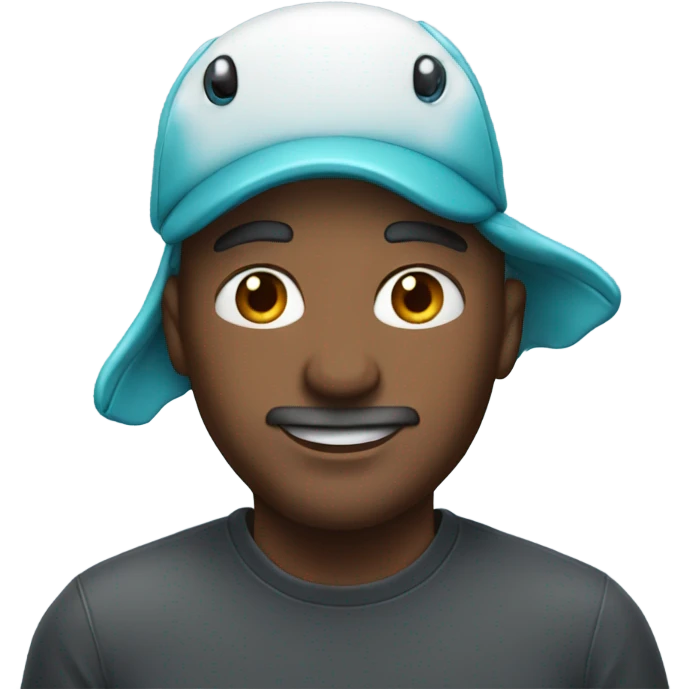 Man wearing a dolphin hat emoji