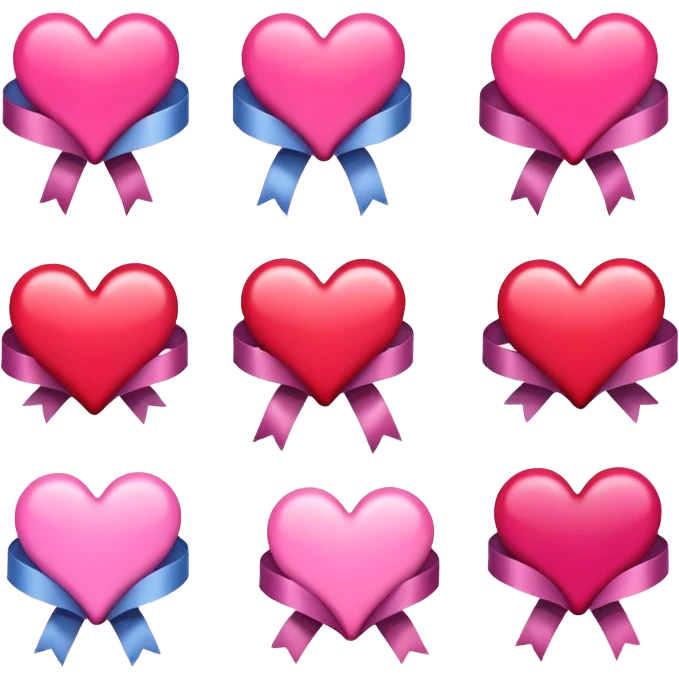 Cute hearts emojis love emojis with ribbons emoji