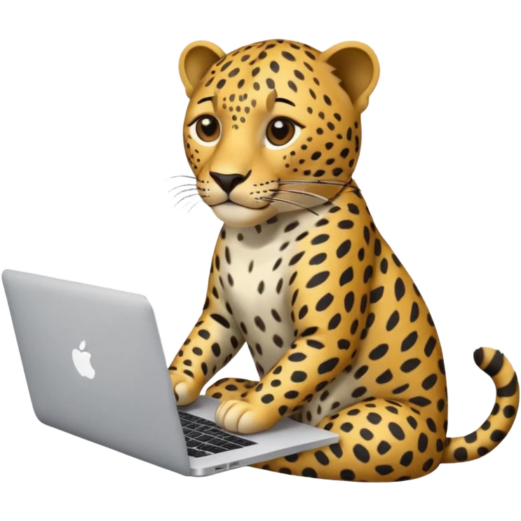 leopard working on a macbook emoji