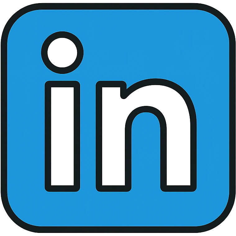 LinkedIn logo in blue, flat icon style, minimalistic emoji