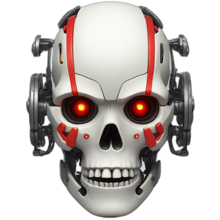 Robotic skull with red touches emoji