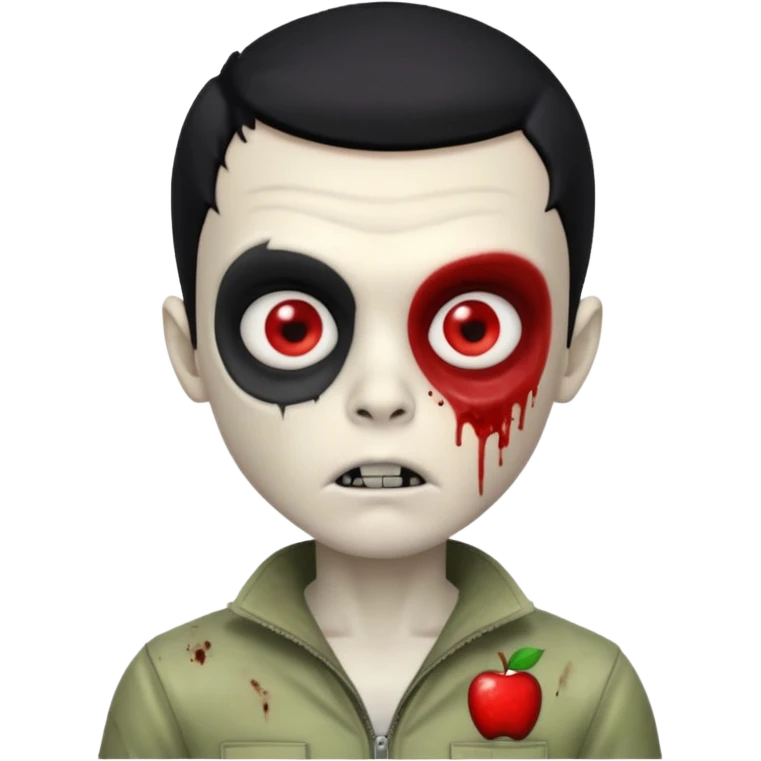 a pretty zombie boy with black hair bearing a resemblance to Ivan from Alien Stage in memoji apple format emoji