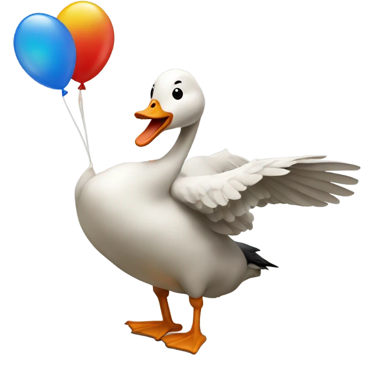 A goose blowing up a balloon emoji