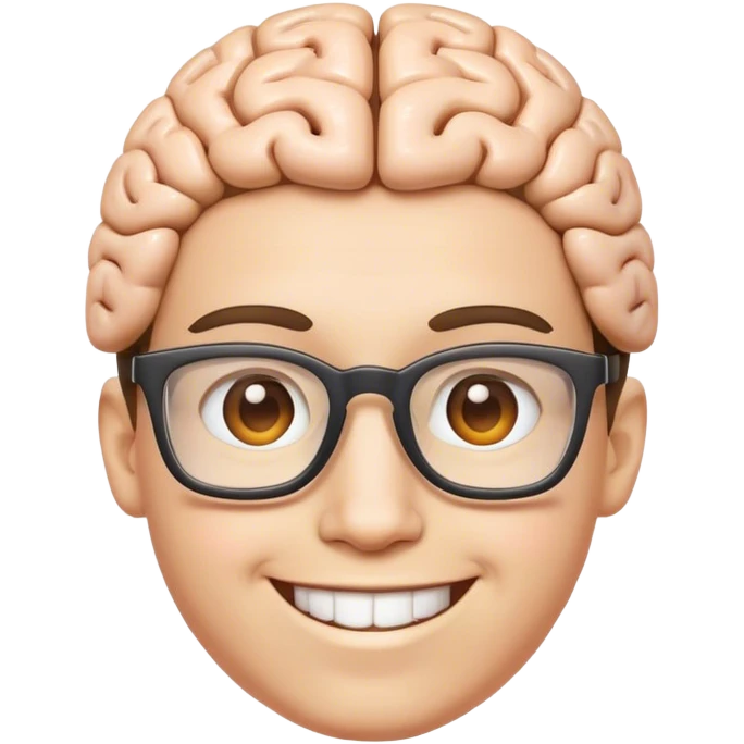 create an emoji of a nerd with an open brain emoji