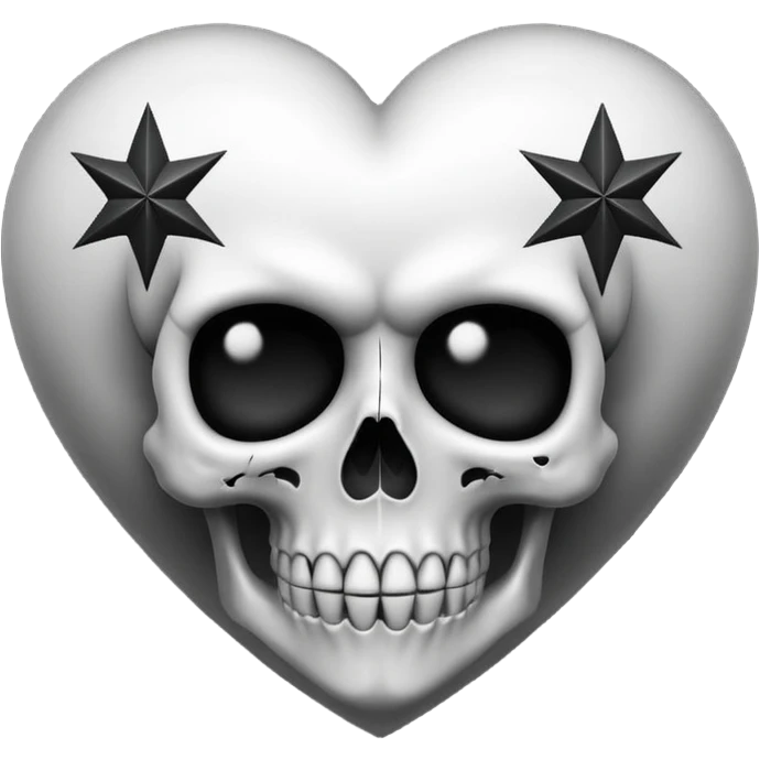 heart with a dark star and skull emoji