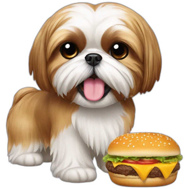 Shih tzu with cheeseburger emoji