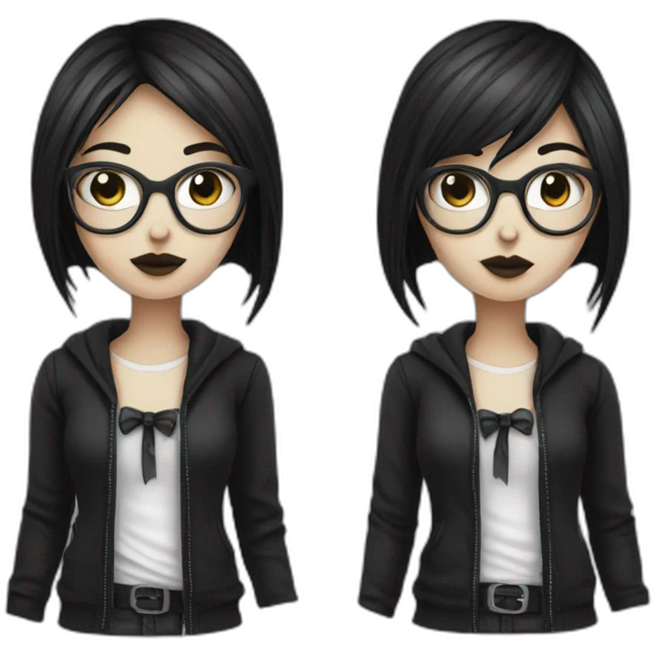 Standing-white-goth-girl-dark-hair-with-glasses emoji