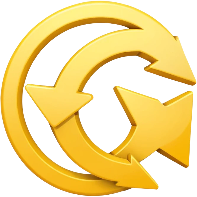 Prompt 15: "Is your backup plan."
Graphic: 🔄 Refresh/loop arrows icon (white with yellow highlights).
Animation: Arrows rotate smoothly.
Background: Transparent. emoji