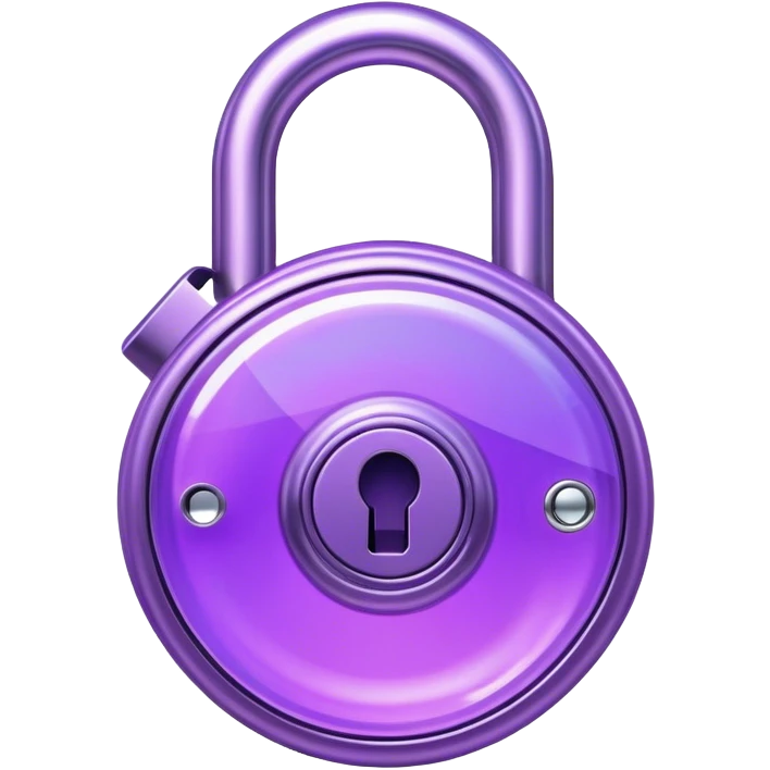 Holographic and glassmorphic purple lock emoji