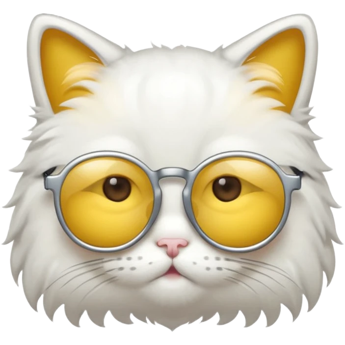 chat blanc à lunette opaque emoji