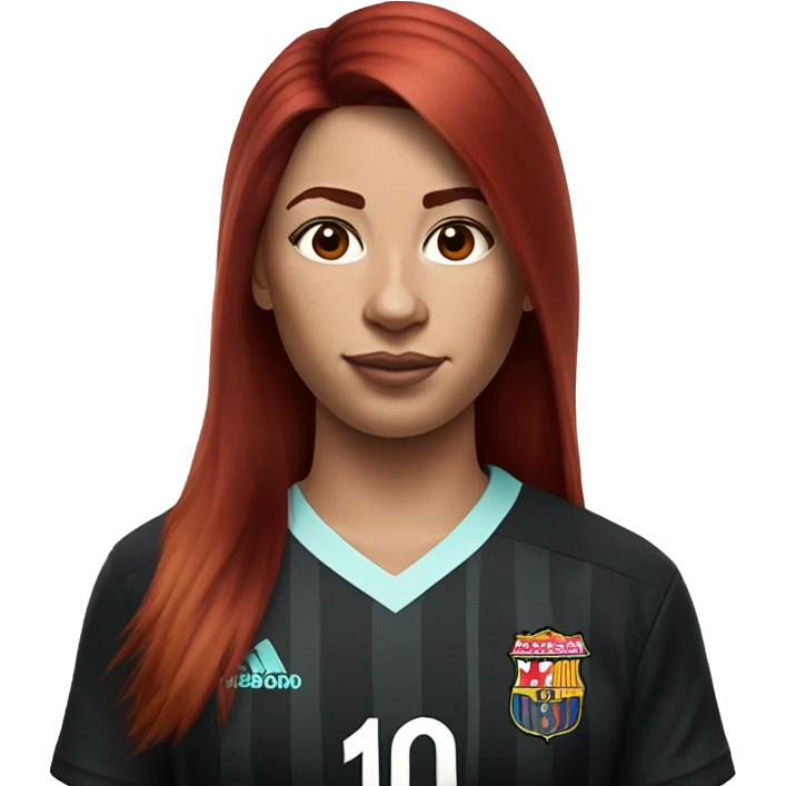 Dark red hair girl with messi Miami black jersey emoji