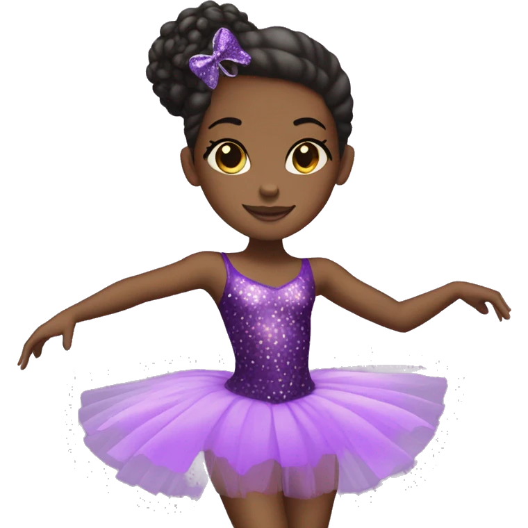 A black girl ballerina with purple leopard and sparkly tutu emoji