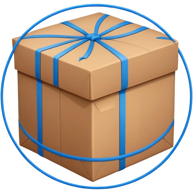 network in a circle form with blue lines and brown packages at intersections emoji