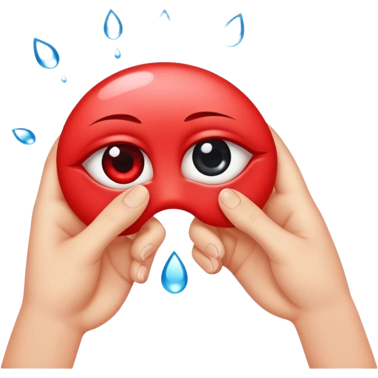 Watery eye emoji with two hands pointing its fingers at each other like uwu emoji