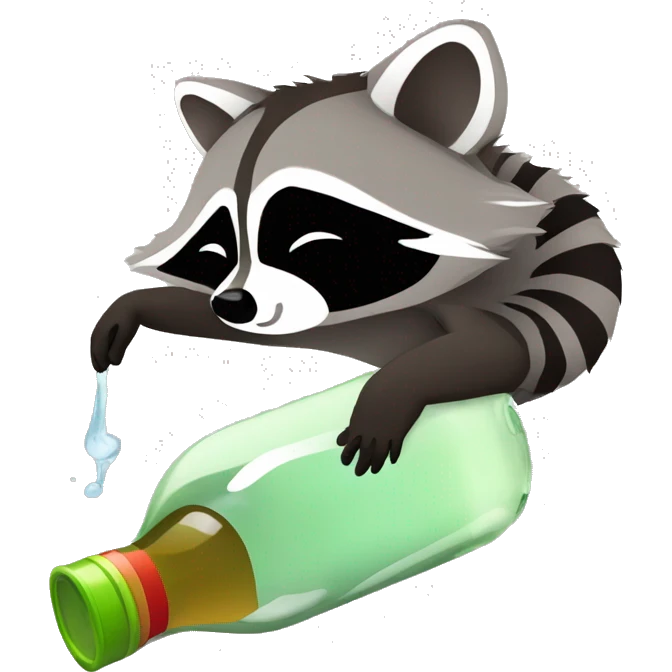 drunk raccoon lying on his back drinking from a bottle emoji