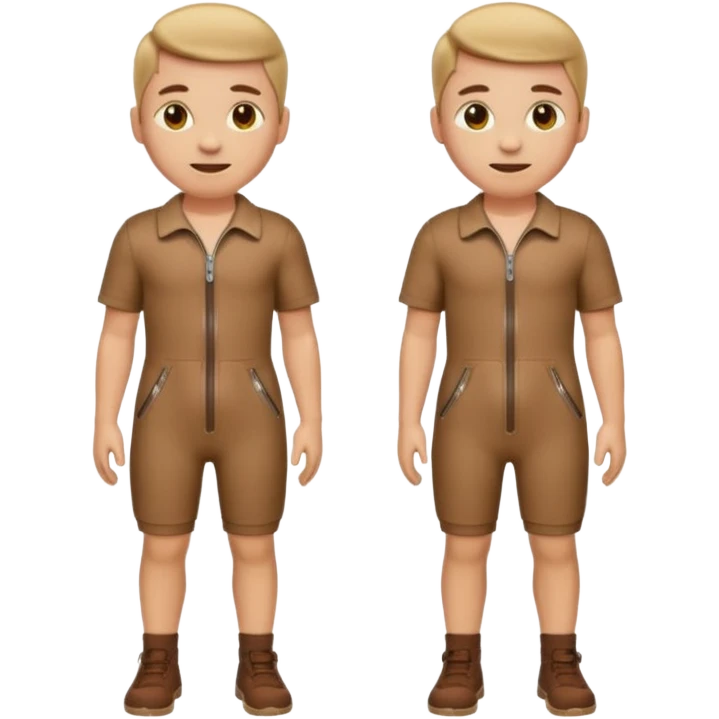 create an emoji that wears a short sleeve short jumpsuit in color brown with seamless zipper emoji