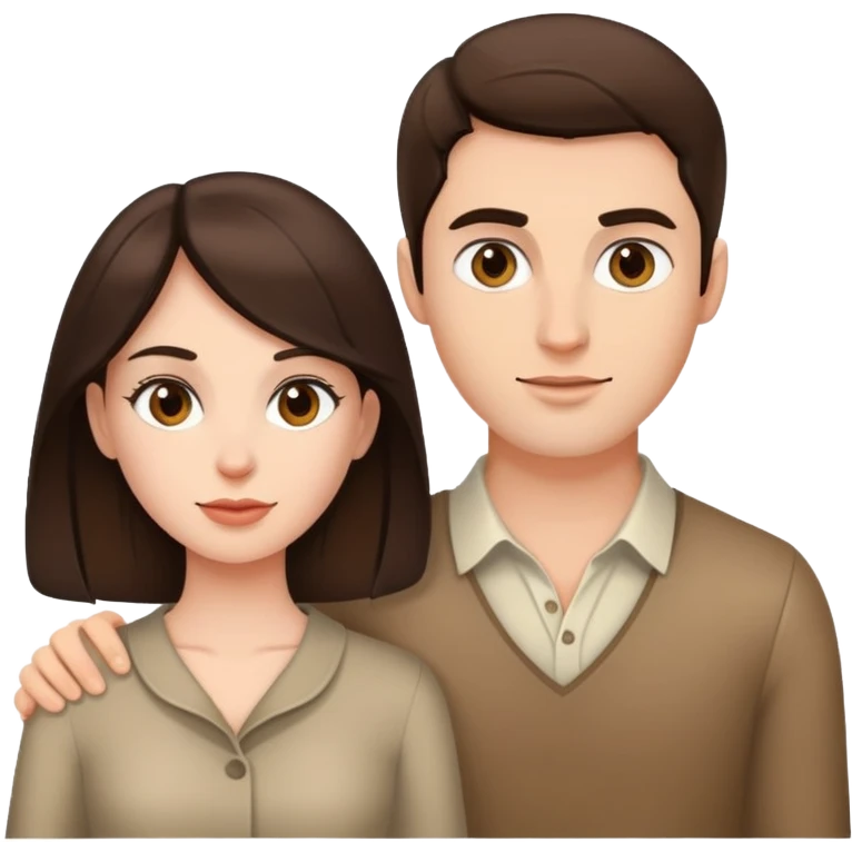 A brunette woman with a brunette man emoji