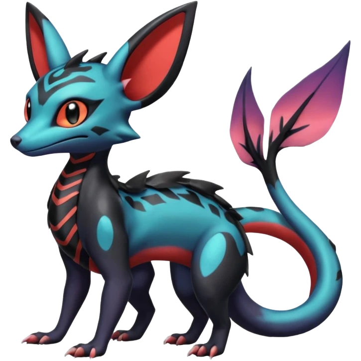 Shiny Salandit-Umbreon-Genet-Noivern-Noibat-Hybrid (Full body) emoji