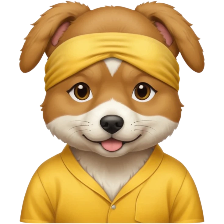 a dog with yellow sleep mask and wearing shirt emoji