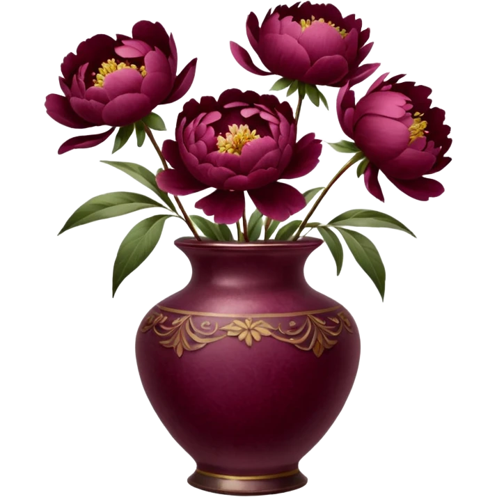 burgundy peonies in a vintage vase emoji