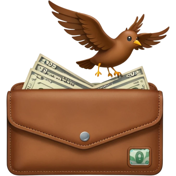 Wallet with fully flying out emoji