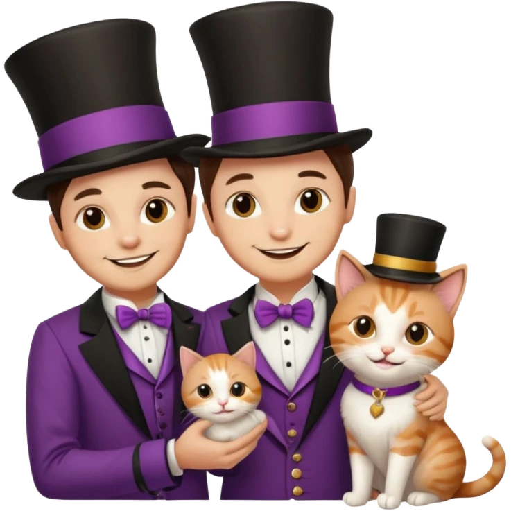 magician couple and their pet cat emoji
