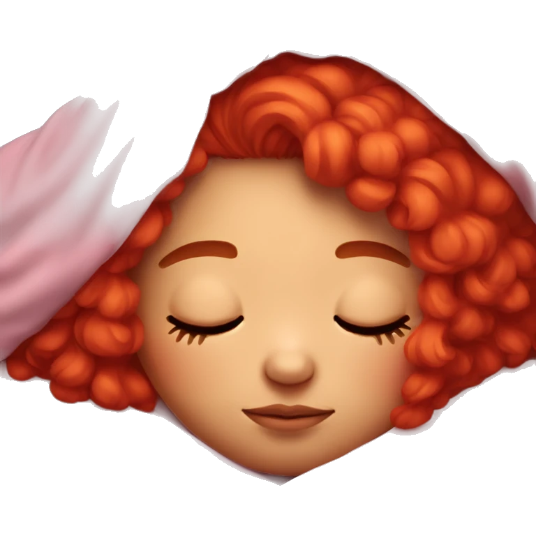 A girl with neon red hair sleeping all comfy and cozy emoji