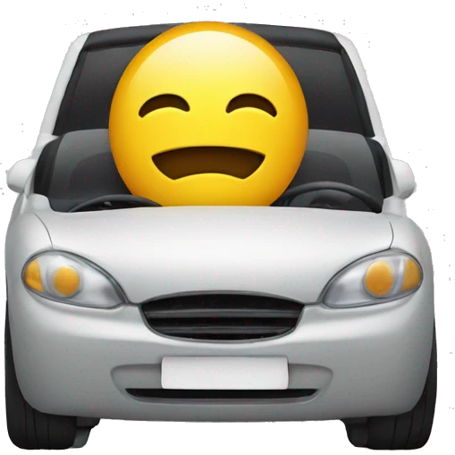 smiley driving a car emoji