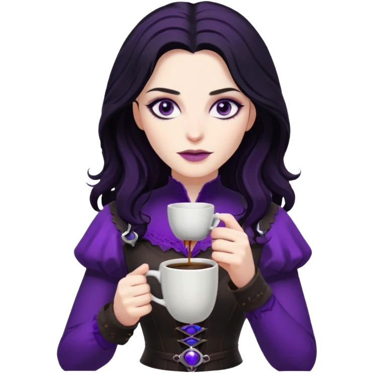 yennefer with purple eyes drinking coffee  emoji