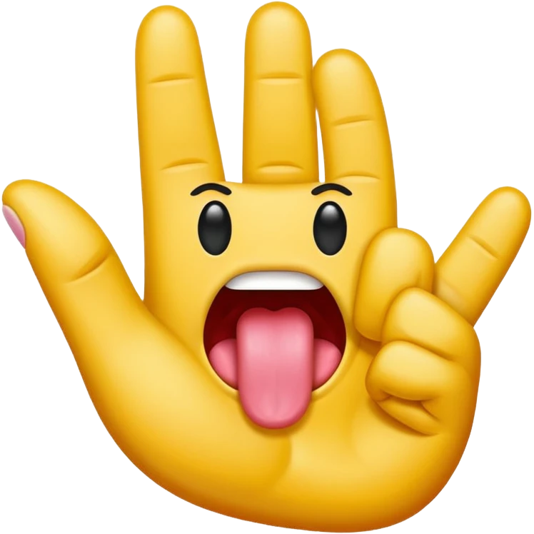 Tongue sticking out between two v'd fingers emoji