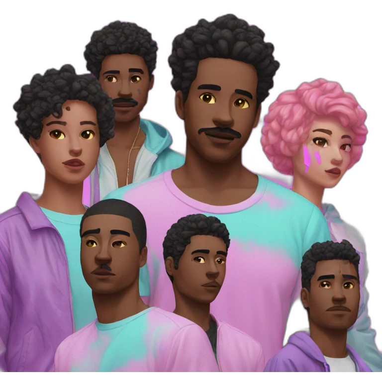 Vaporwave group of people with scars emoji