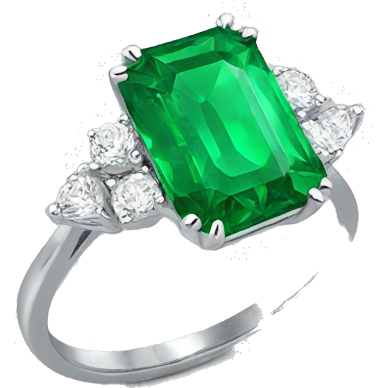 Silver dainty Emerald engagement ring emoji
